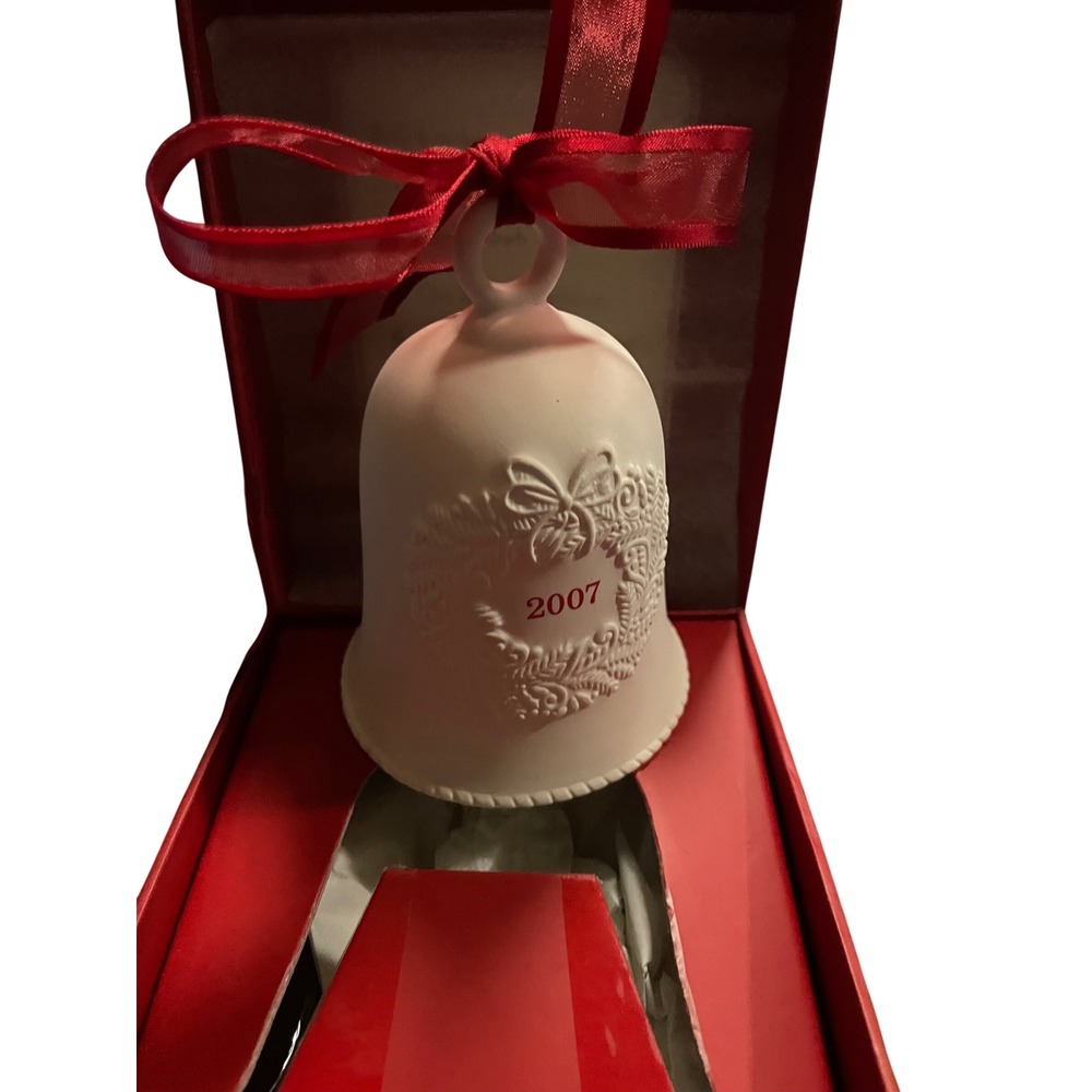 Hallmark 2007 Porcelain Dated Bell Christmas Ornament Red Gift‎ Box